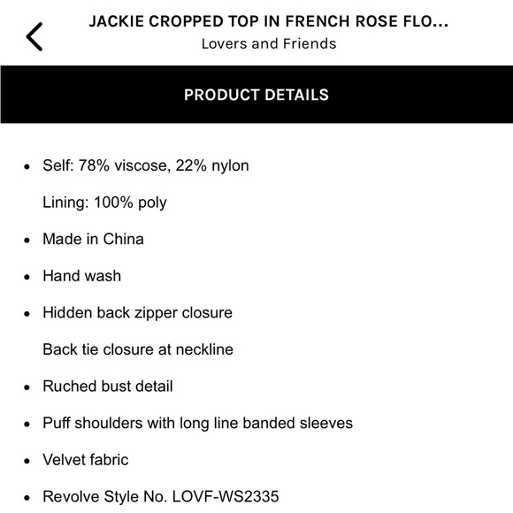 Lovers and Friends Jackie Cropped Top in French Rose Floral - Picture 5 of 8